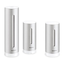 Netatmo Estación Meteorológica Inteligente con Módulo Interior Adicional NBU-NWS-NIM-EU - Barómetro, Higrómetro, Termómetro, Wifi, Alexa, HomeKit, Plata