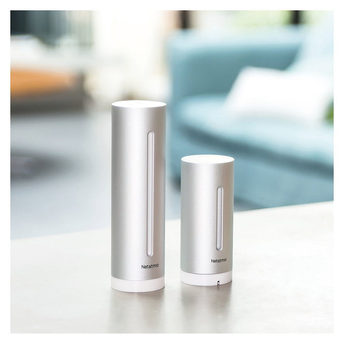 Netatmo Estación Meteorológica Inteligente con Módulo Interior Adicional NBU-NWS-NIM-EU - Barómetro, Higrómetro, Termómetro, Wifi, Alexa, HomeKit, Plata