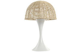 DKD Home Decor Lámpara de Sobremesa Metal y Cuerda Seta Blanco y Marrón Claro