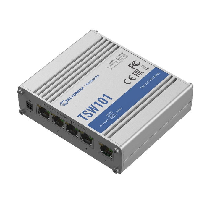 Teltonika Networks TSW101 Switch Industrial Gigabit con 4 puertos PoE+