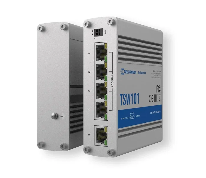 Teltonika Networks TSW101 Switch Industrial Gigabit con 4 puertos PoE+