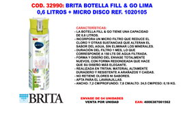 BRITA Botella Fill & Go Lima 0,6 L con Micro Disco