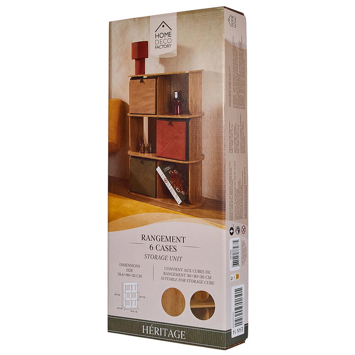 Home Deco Factory Estantería Heritage con 6 compartimentos Home Deco Factory Estantería Heritage con 6 compartimentos