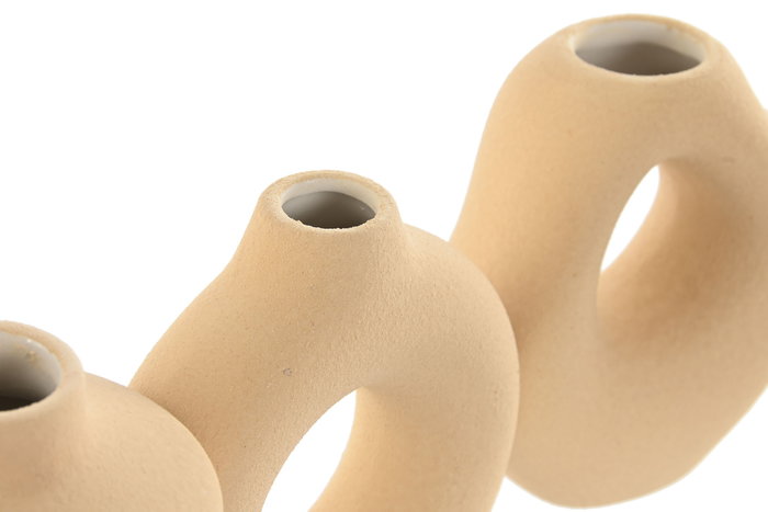 DKD Home Decor Set de 3 Jarrones de Gres Blanco y Beige