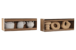 DKD Home Decor Set de 3 Jarrones de Gres Blanco y Beige