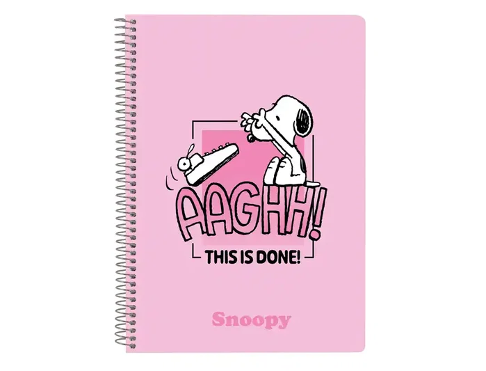 Safta Cuaderno Espiral Cuarto 80 Hojas Cuadriculadas Snoopy Tapa Extradura