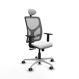 PIQUERAS Y CRESPO Silla de oficina Motilla con Mecanismo Sincro, Tela Blanca y Malla Gris