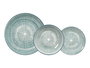 VESSIA - Juego de Vajilla para 4 Personas, 12 Piezas, Diseño de Rayas, Azul, Cerámica, Dimensiones del Plato Grande: 26.7x26.7x2 cm (Set de 2)