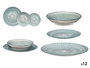 VESSIA - Juego de Vajilla para 4 Personas, 12 Piezas, Diseño de Rayas, Azul, Cerámica, Dimensiones del Plato Grande: 26.7x26.7x2 cm (Set de 2)
