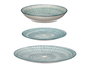 VESSIA - Juego de Vajilla para 4 Personas, 12 Piezas, Diseño de Rayas, Azul, Cerámica, Dimensiones del Plato Grande: 26.7x26.7x2 cm (Set de 2)