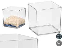 Giftdecor - Jarrón Aparenza Cuadrado de Acrílico Transparente, 8 x 8 x 8 cm (Set de 32)