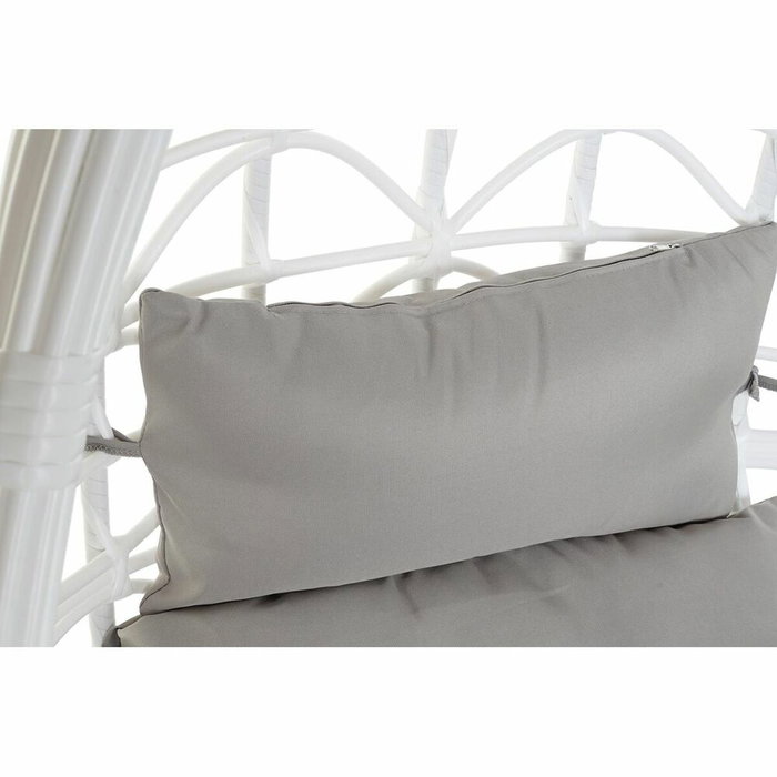 DKD Home Decor Sillón Colgante de Ratán Sintético Blanco y Gris con Cojines