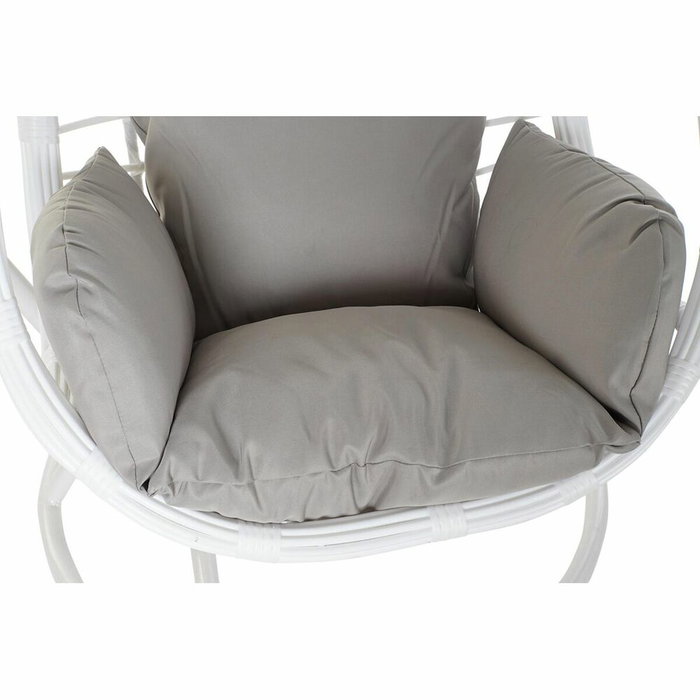 DKD Home Decor Sillón Colgante de Ratán Sintético Blanco y Gris con Cojines