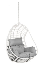DKD Home Decor Sillón Colgante de Ratán Sintético Blanco y Gris con Cojines