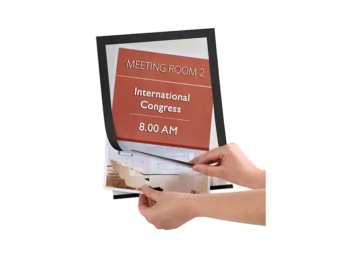 Q-connect Marco Porta Anuncios Magnético DIN A4 Adhesivo Removible, Negro, Pack 2 Unidades