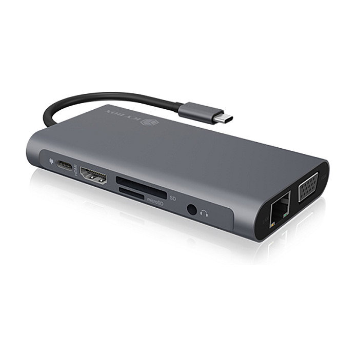 ICY BOX IB-DK4040-CPD Docking Station USB-C 10-in-1 PD 100W Antracita, Negro