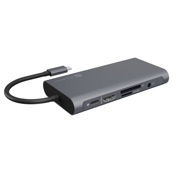 ICY BOX IB-DK4040-CPD Docking Station USB-C 10-in-1 PD 100W Antracita, Negro
