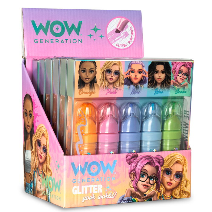 Kids Licensing Wow Subrayadores de Purpurina, 5 Colores Rosa, Morado, Azul, Verde y Naranja