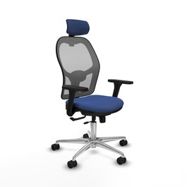 PIQUERAS Y CRESPO Silla de oficina Jorquera con mecanismo Sincro/Traslack, Azul marino y Gris