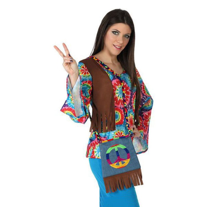 Solapa de Bolso Hippy con Flecos Multicolor para Festivales y Fiestas Bohemio Años 60 - Accesorio Adulto Solapa de Bolso Hippy con Flecos Multicolor para Festivales y Fiestas Bohemio Años 60 - Accesorio Adulto