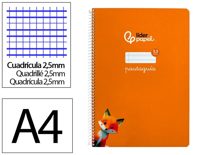 Liderpapel Cuaderno espiral Pautaguía A4 tapa dura naranja Liderpapel Cuaderno espiral Pautaguía A4 tapa dura naranja