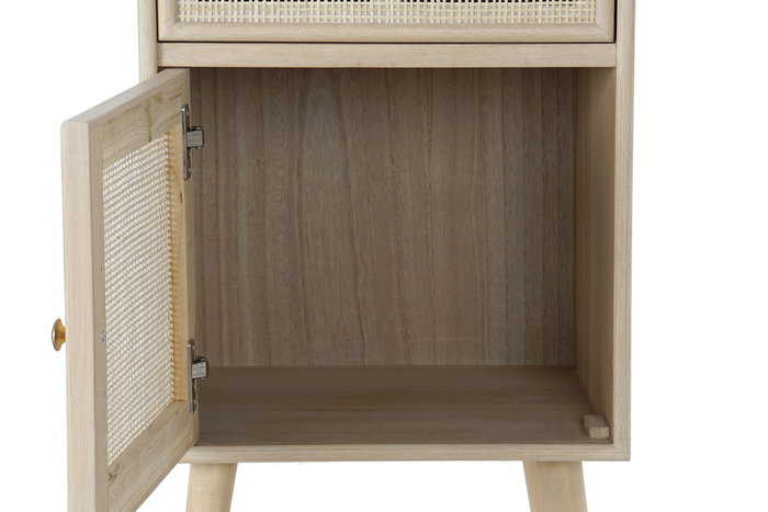 DKD Home Decor Mesita de Noche Rejilla Natural en Paulownia y MDF DKD Home Decor Mesita de Noche Rejilla Natural en Paulownia y MDF