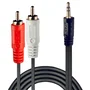 Lindy 35685 Cable de Audio Estéreo 10 m, 2x RCA Macho a 3.5mm Macho, Negro, Contactos Chapados en Oro