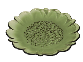 DKD Home Decor Plato Cristal Dalia Irregular Verde Oscuro