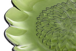 DKD Home Decor Plato Dalia Verde Oscuro Cristal 26 x 3 x 26 cm (4 Unidades) Apto Microondas y Lavavajillas