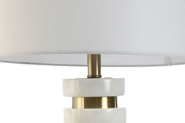 DKD Home Decor Lámpara Sobremesa Blanco Dorado Mármol Lino 38 x 72 x 38 cm