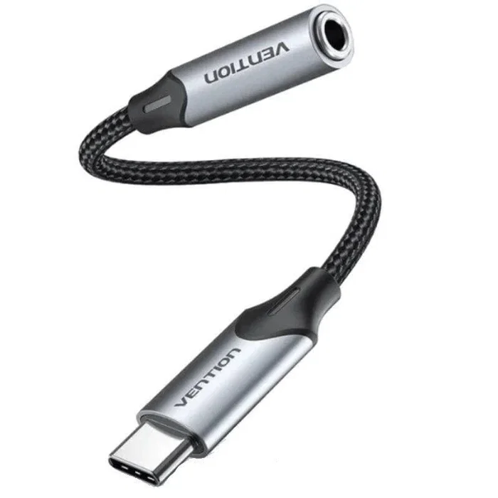 Vention BGMHF Adaptador USB-C a Jack 3.5mm Hembra con DAC, Cable de 1m, Sonido Alta Fidelidad, Gris