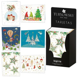 TURNOWSKY Surtido de 48 Tarjetas Navideñas con 6 Diseños en Expositor