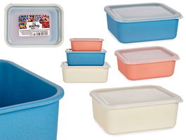 Arte Regal Set 3 Recipientes Bambú Coral Azul Natural 17x8x23cm (Set de 6)