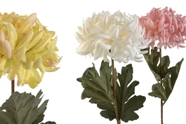 DKD Home Decor Flor Crisantemo Rosa Blanco 15 x 74 x 15 cm (12 Unidades)
