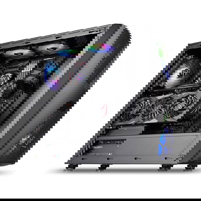 Thermaltake Commander C34 TG ARGB Black Midi Tower PC Negro con Ventana Lateral y Iluminación ARGB