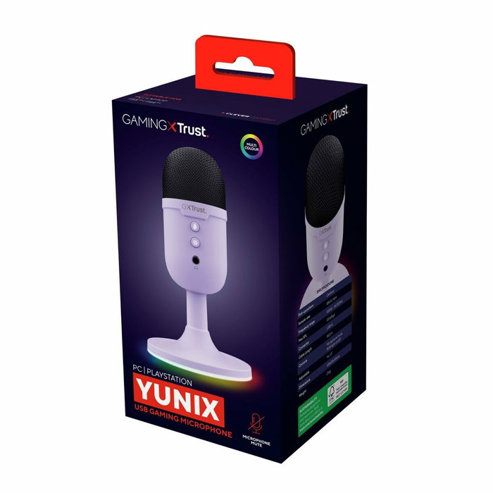 Trust Gaming GXT 234 Yunix Micrófono de superficie Lila/Púrpura con RGB USB-A/3.5mm Trust Gaming GXT 234 Yunix Micrófono de superficie Lila/Púrpura con RGB USB-A/3.5mm