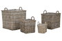 DKD Home Decor Cesta Set de 4 Indonesia 1c24 Mimbre Gris Claro 50 x 50 x 58 cm con Asa