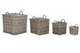 DKD Home Decor Cesta Set de 4 Indonesia 1c24 Mimbre Gris Claro 50 x 50 x 58 cm con Asa