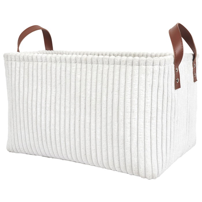 Home Deco Factory Juego de 3 Cestas Blancas Cocooning, Poliéster y EVA, 23x17x16 cm y 36x26x20 cm
