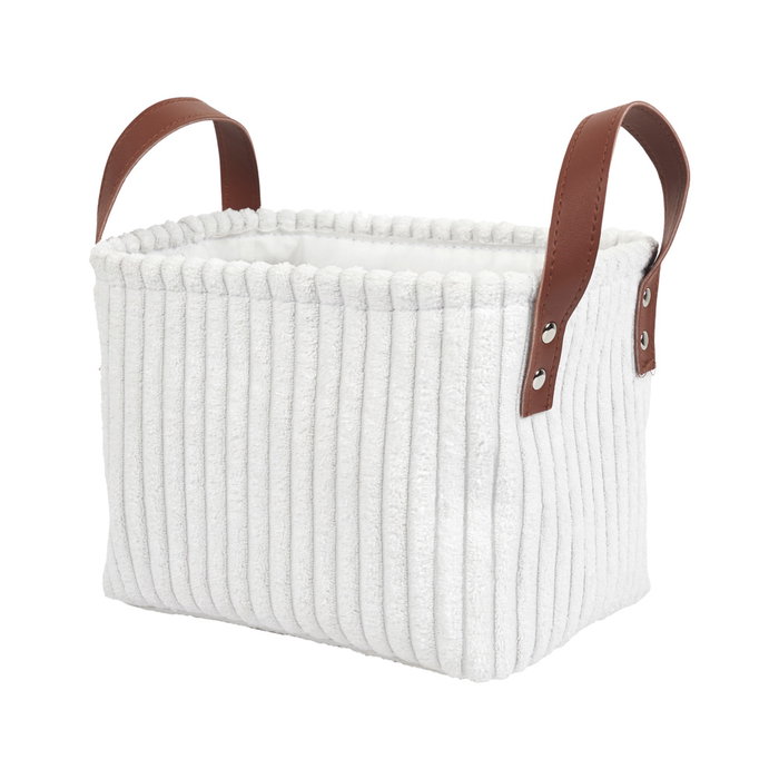 Home Deco Factory Juego de 3 Cestas Blancas Cocooning, Poliéster y EVA, 23x17x16 cm y 36x26x20 cm