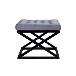 Atelier Del Sofa Pouffe Capraz Black Grey v2 Reposapiés Asiento Mesa Lateral Estructura Metal Tela Poliéster Babyface 50x42x40 cm