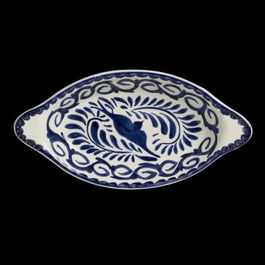 PUEBLA Fuente Oval con Orejas, Azul, 25x13 cm (Set de 12)