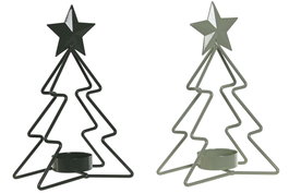 DKD Home Decor Set de 2 Portavelas de Metal Verde Jade y Verde
