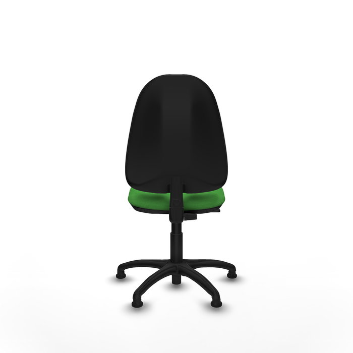 Silla de oficina Algarra con mecanismo Contacto permanente básico tapizada con Tela color Verde. Equipada con Base poliamida negra, Sin brazosy Topes