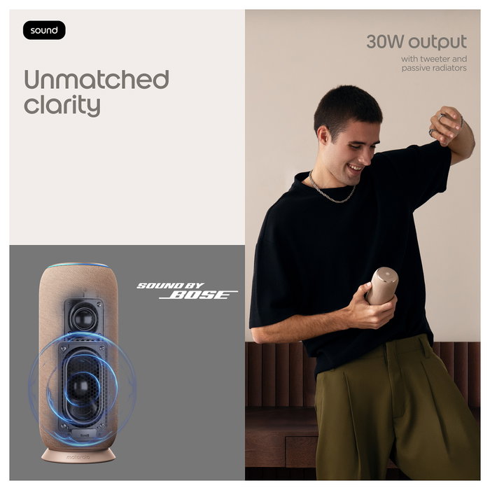 Motorola Moto Sound Flow 30W altavoz portátil Sound by Bose Wi-Fi Bluetooth IP67 taupe Motorola Moto Sound Flow 30W altavoz portátil Sound by Bose Wi-Fi Bluetooth IP67 taupe