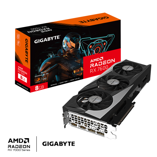Gigabyte Radeon RX 7600 Gaming OC, Tarjeta Gráfica, 8GB GDDR6, Modelo GV-R76GAMING OC-8GD