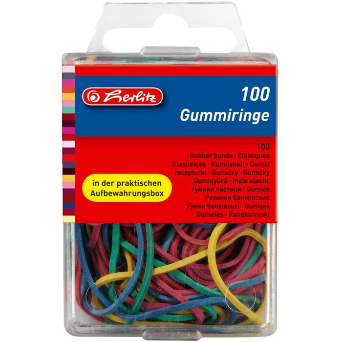Herlitz Caja de 100 Bandas Elásticas 20-70mm de Diámetro