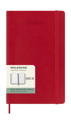 Moleskine DSF218WN3Y26 Agenda Semanal 18 Meses L (13 x 21 cm) 2025-2026 Tapa Blanda Rojo