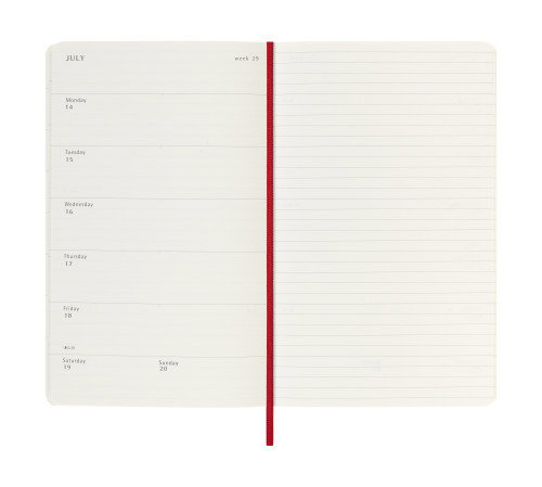 Moleskine DSF218WN3Y26 Agenda Semanal 18 Meses L (13 x 21 cm) 2025-2026 Tapa Blanda Rojo