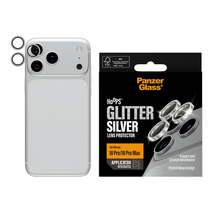 PanzerGlass Hoops Camera Protection Glitter Silver para iPhone 18 Pro | 18 Pro Max